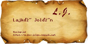 Lajkó Jolán névjegykártya