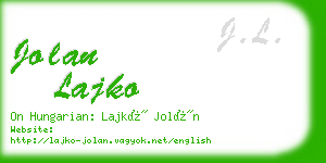 jolan lajko business card